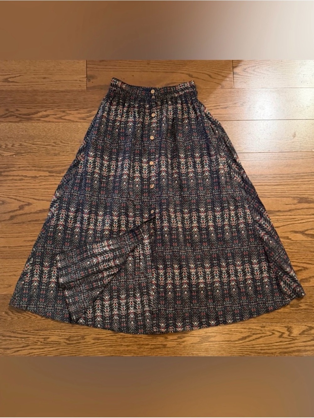 Zara Patterned Button-Front Skirt